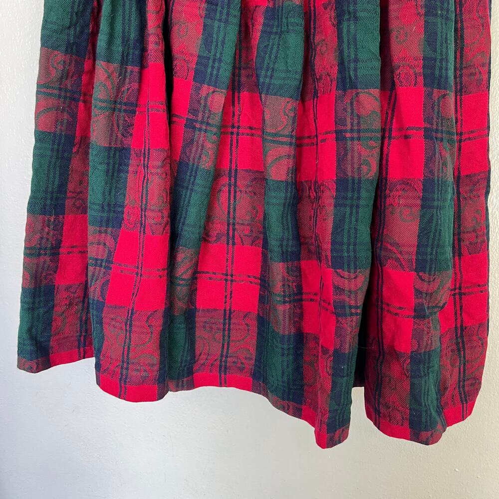 Vintage Pendleton Red Green Plaid Skirt Preppy Pleated 100% Wool Sz 8 Collegiate - Picture 5 of 9